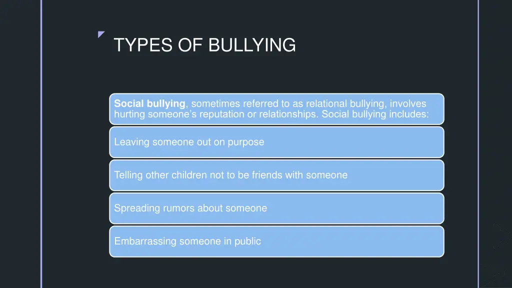 types of bullying