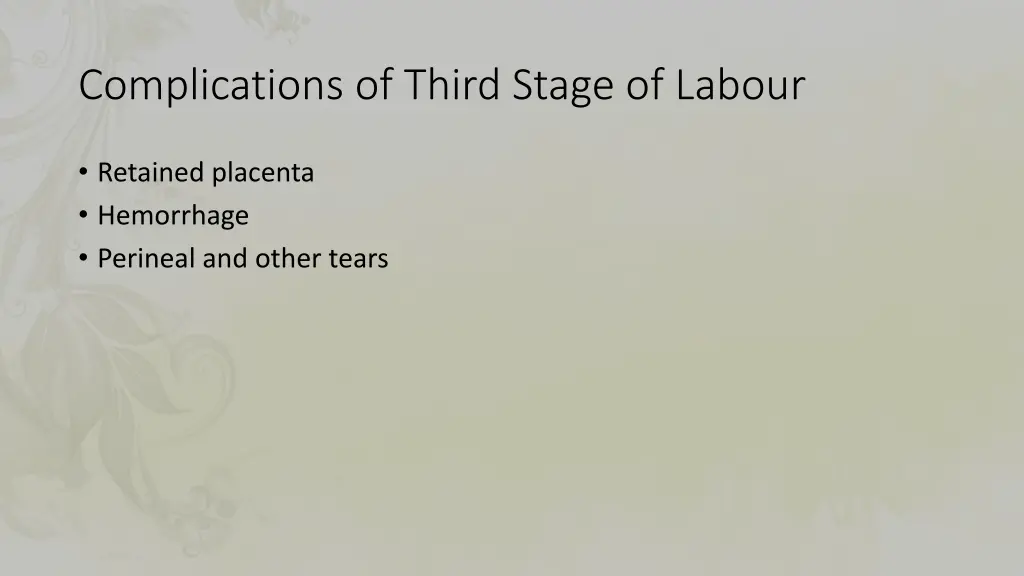 complications of third stage of labour