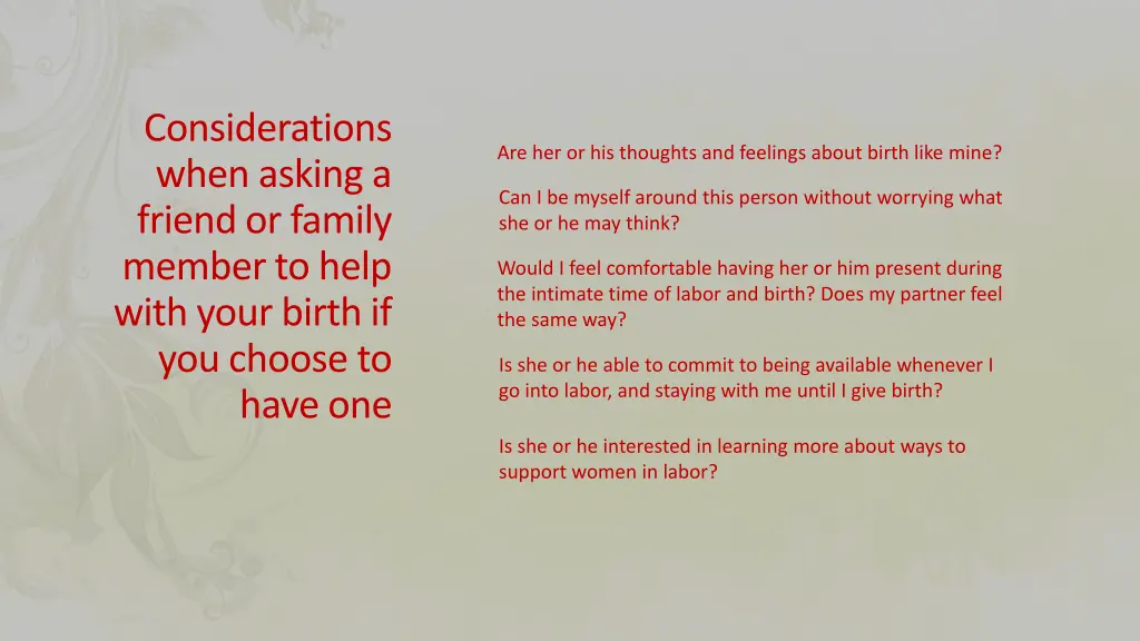 considerations when asking a friend or family