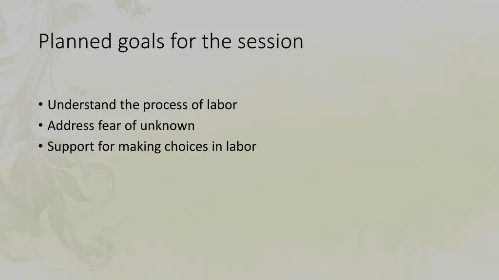 planned goals for the session