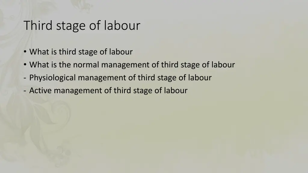 third stage of labour