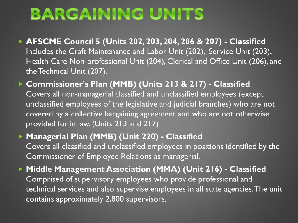 bargaining units