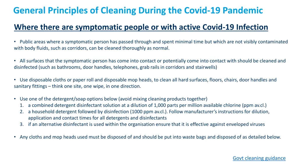 general principles of cleaning during the covid 1