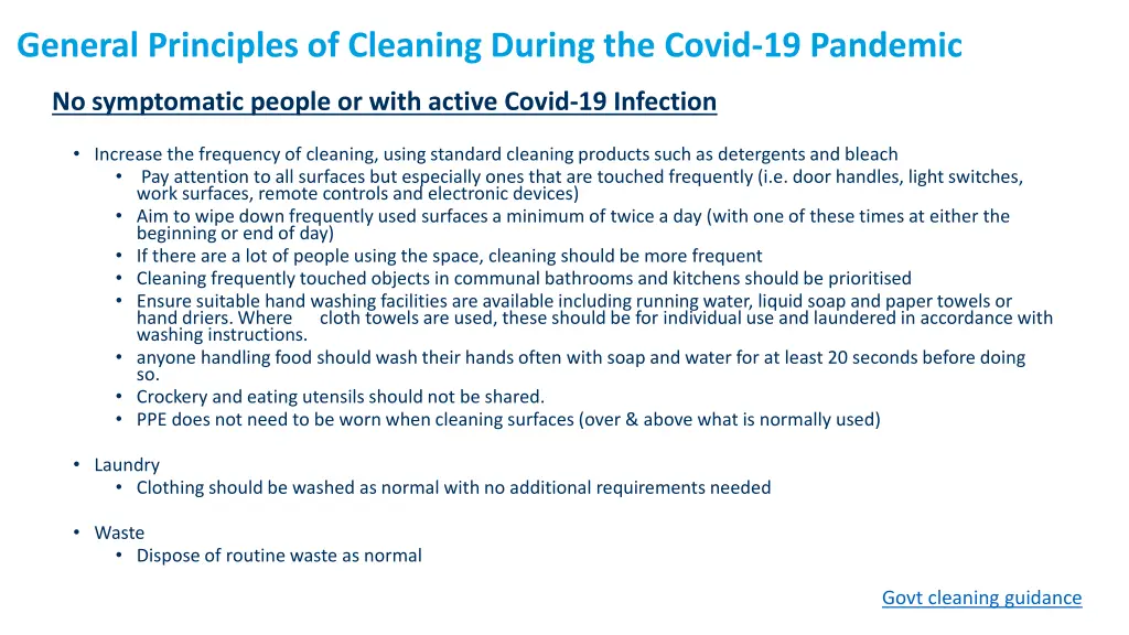 general principles of cleaning during the covid