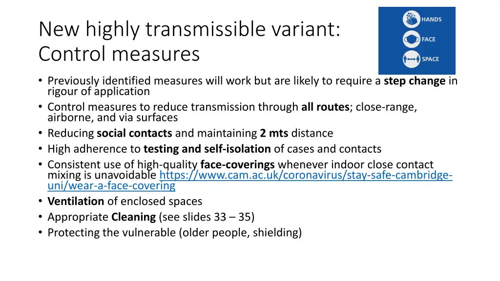 new highly transmissible variant control measures