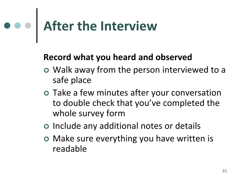 after the interview