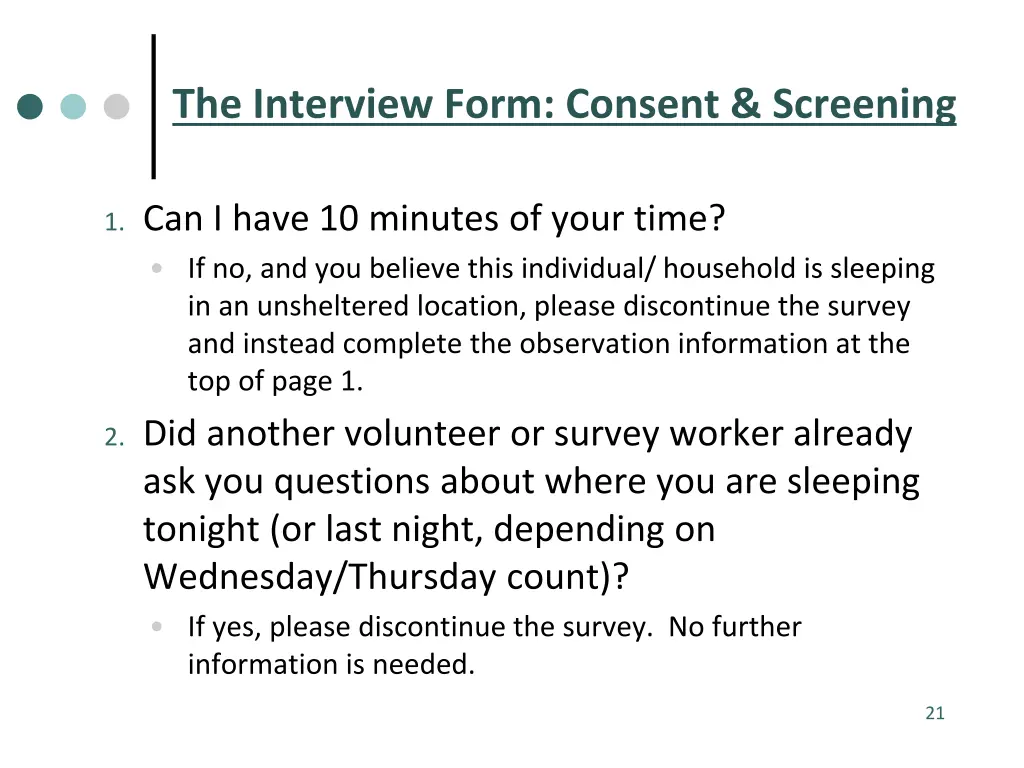 the interview form consent screening