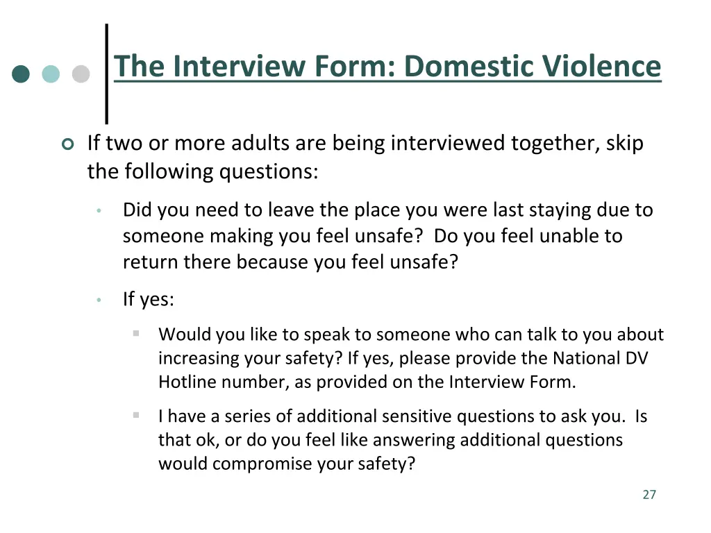 the interview form domestic violence