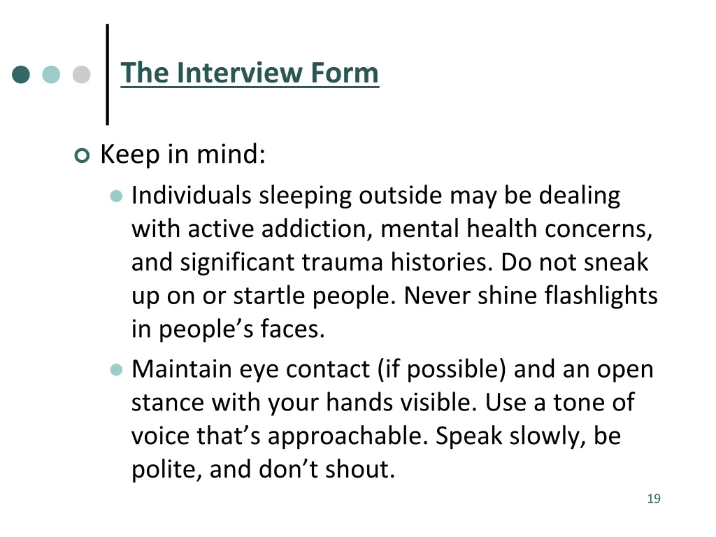 the interview form