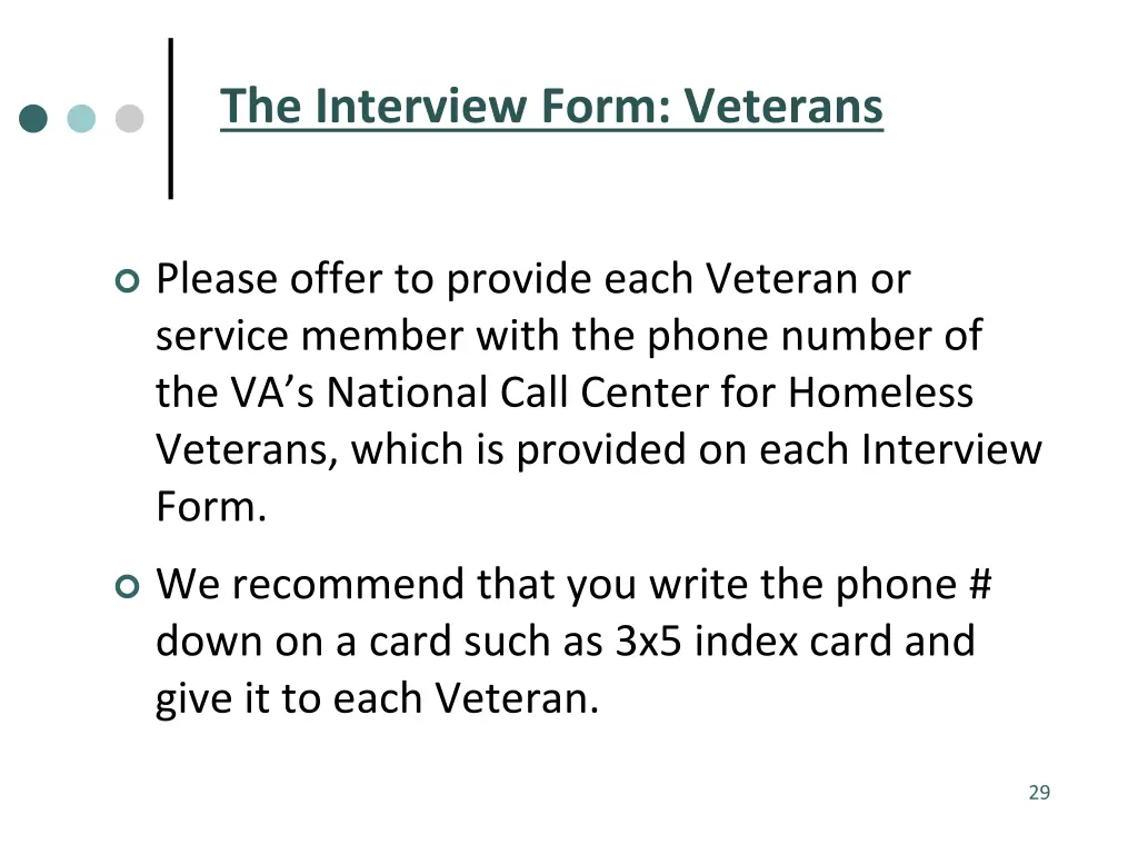 the interview form veterans