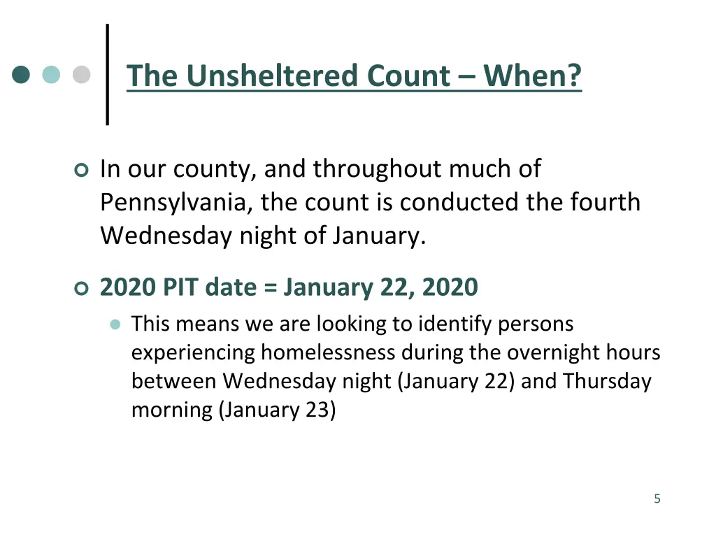 the unsheltered count when