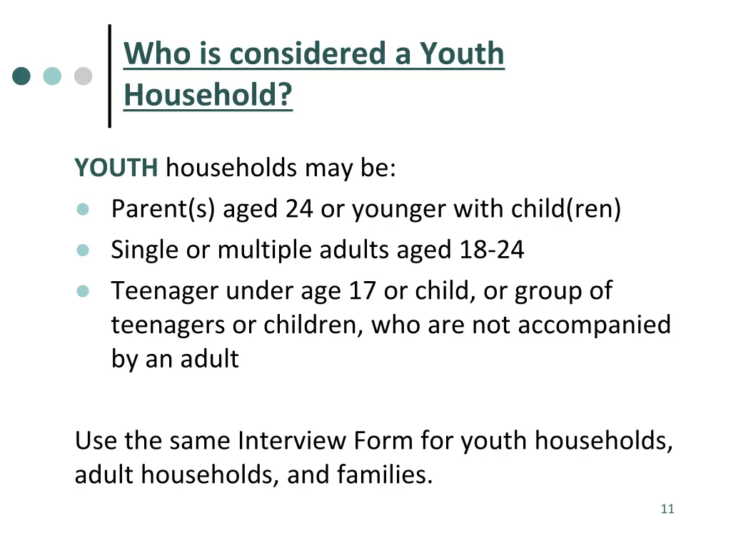 who is considered a youth household