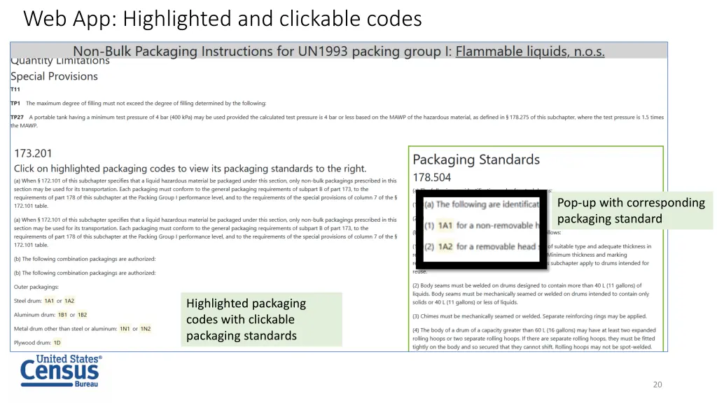 web app highlighted and clickable codes 1