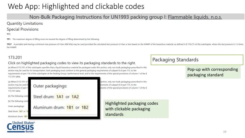 web app highlighted and clickable codes