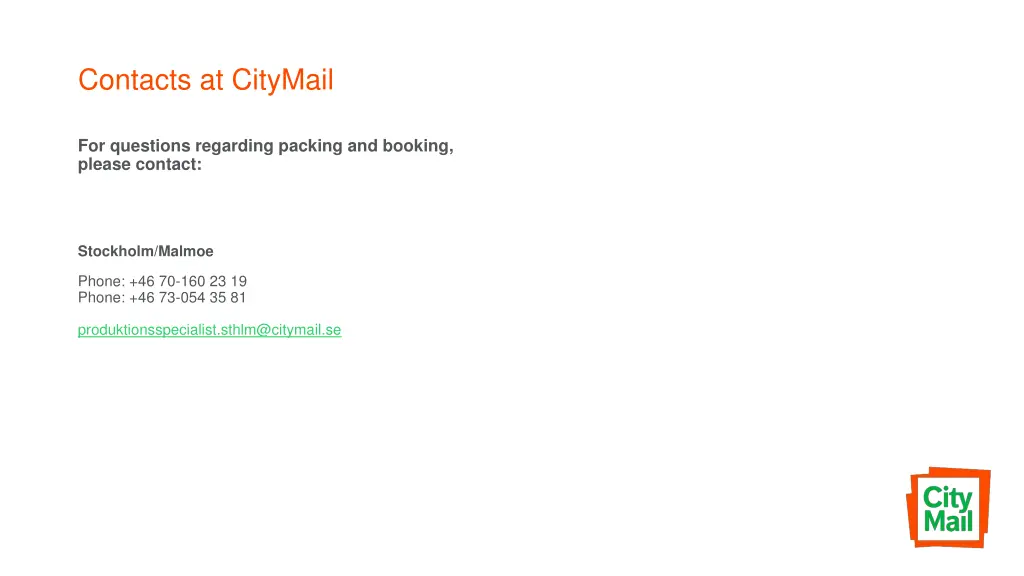 contacts at citymail