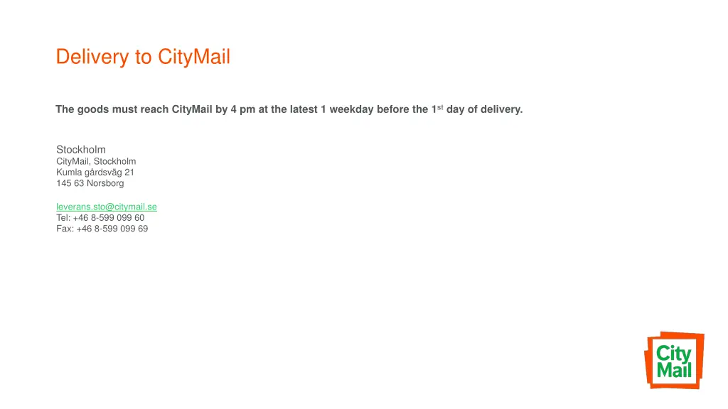 delivery to citymail
