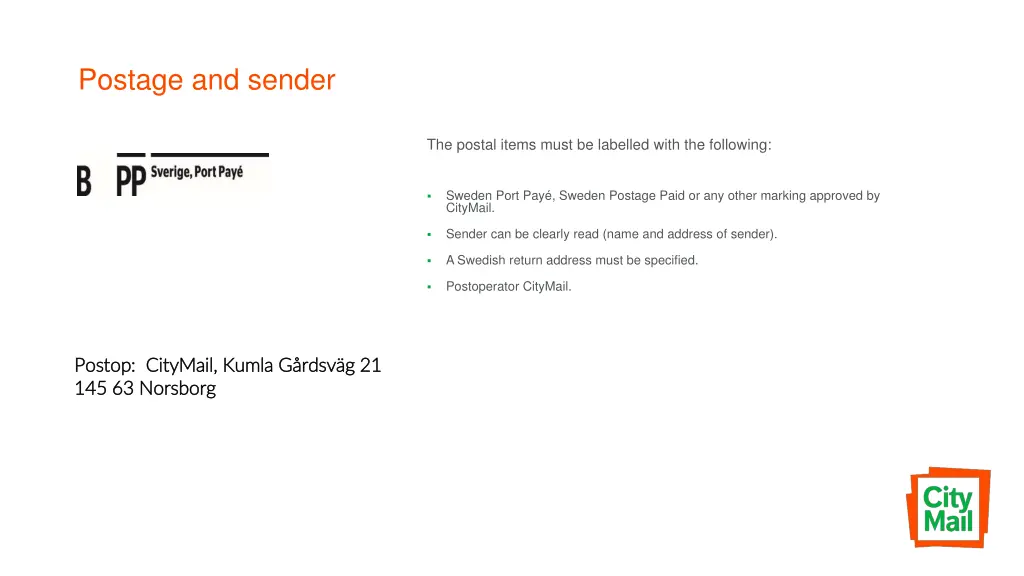 postage and sender