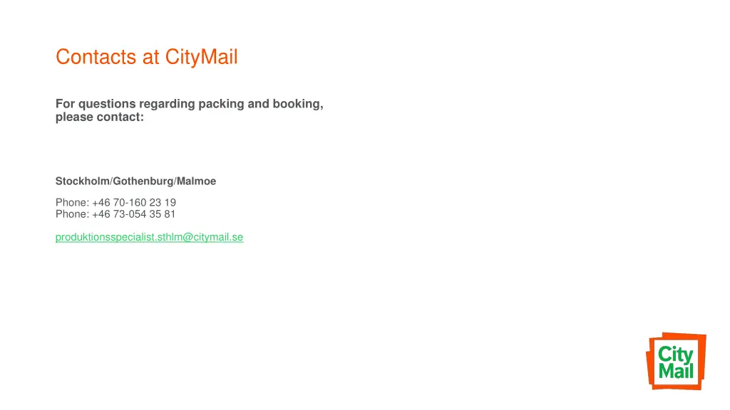 contacts at citymail