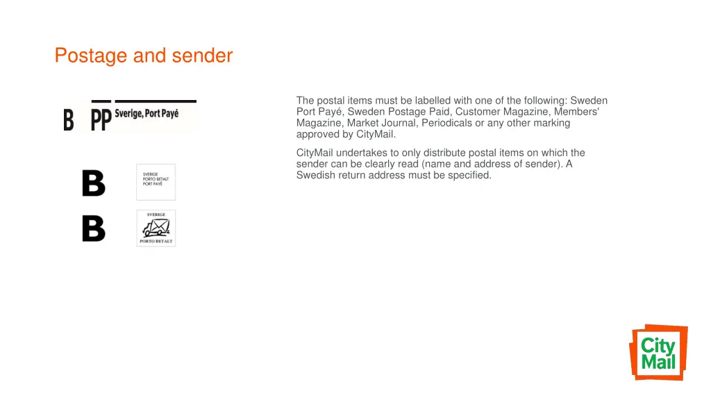 postage and sender