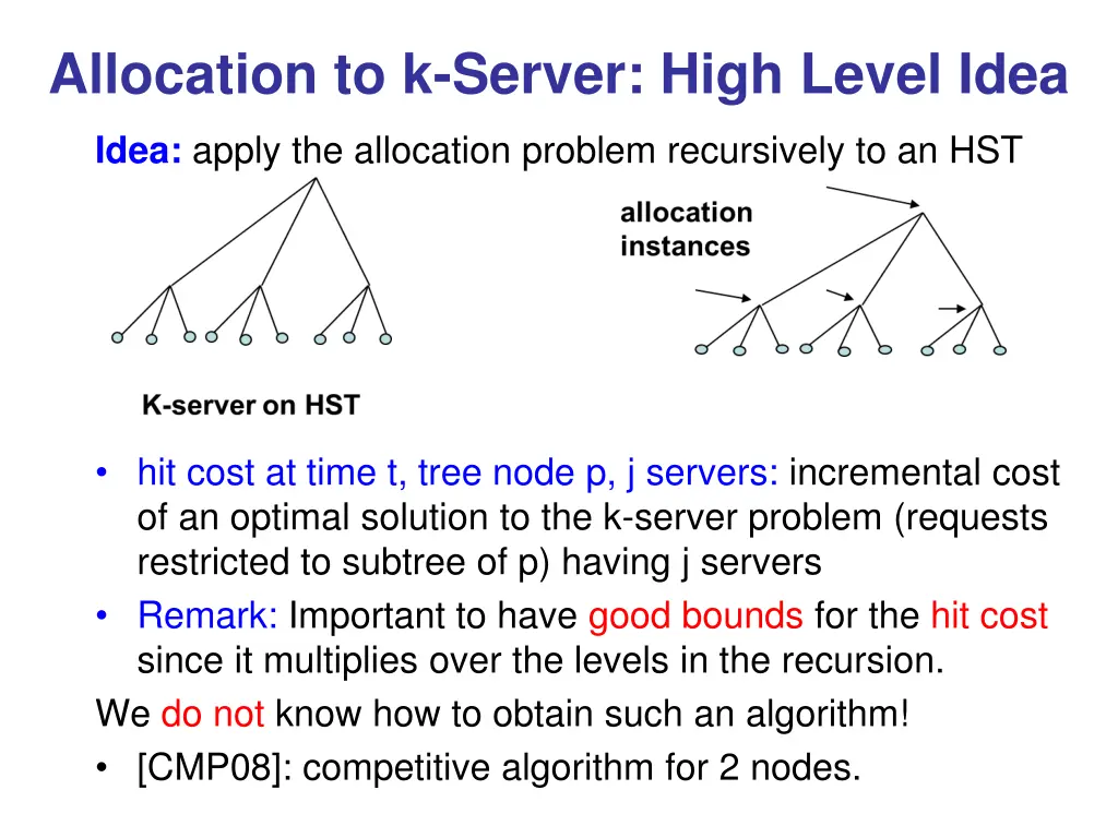 allocation to k server high level idea