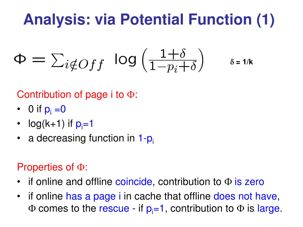 analysis via potential function 1