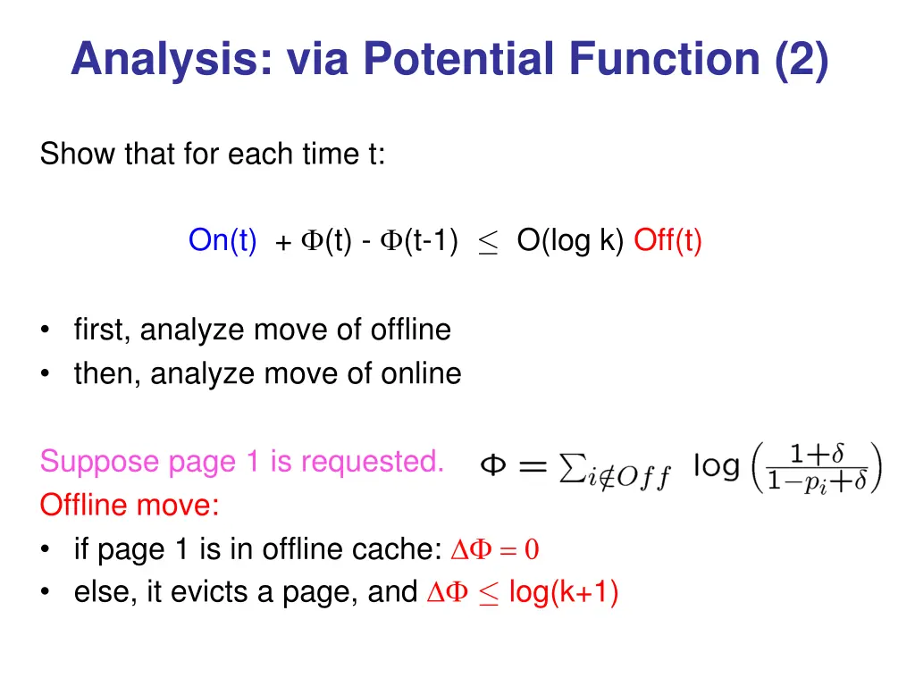 analysis via potential function 2
