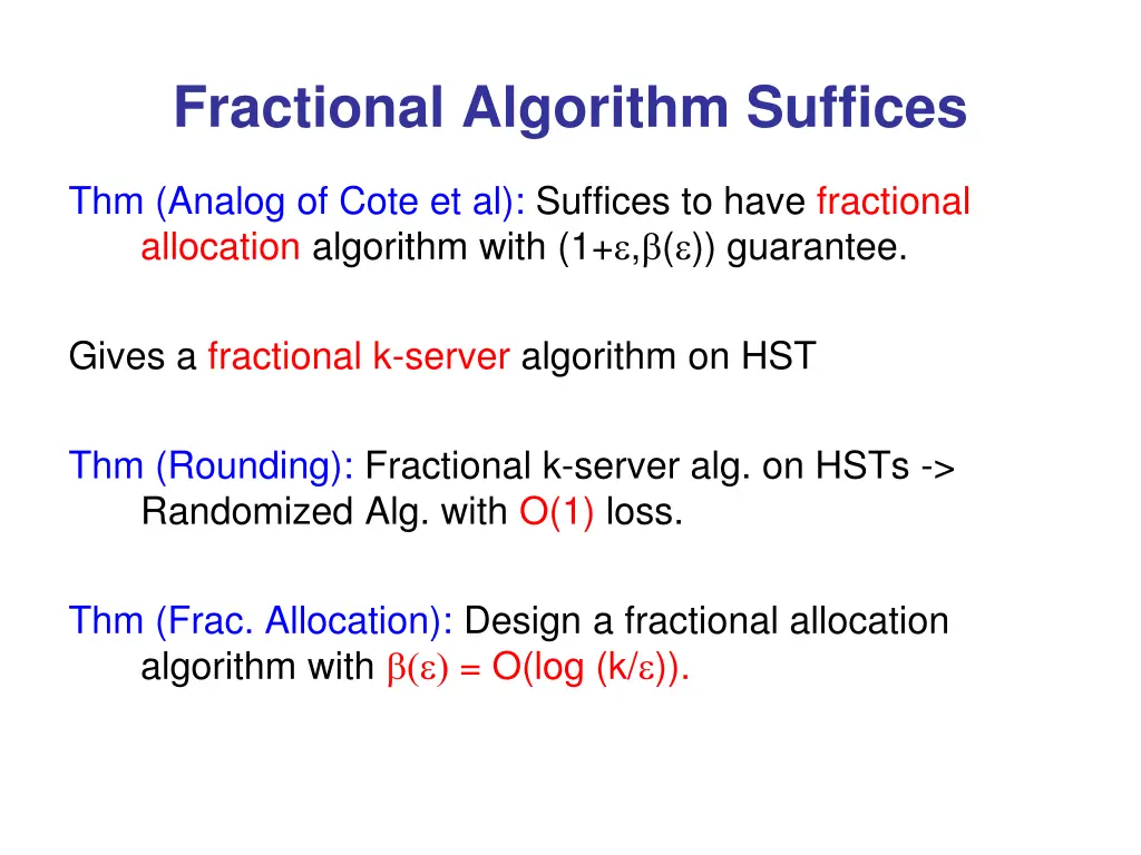 fractional algorithm suffices