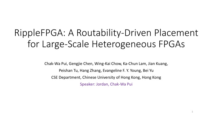 ripplefpga a routability driven placement