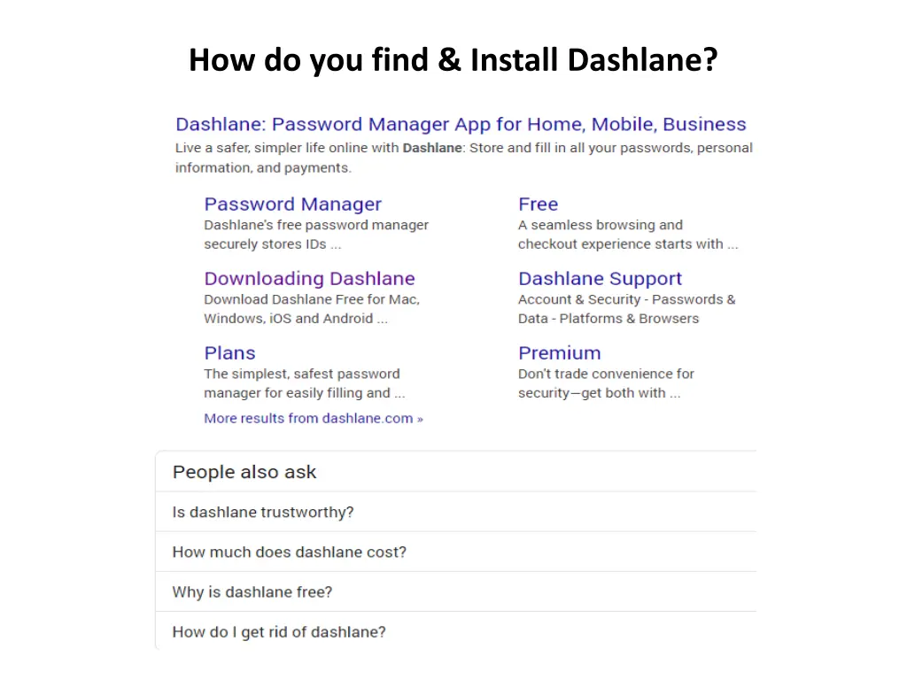 how do you find install dashlane