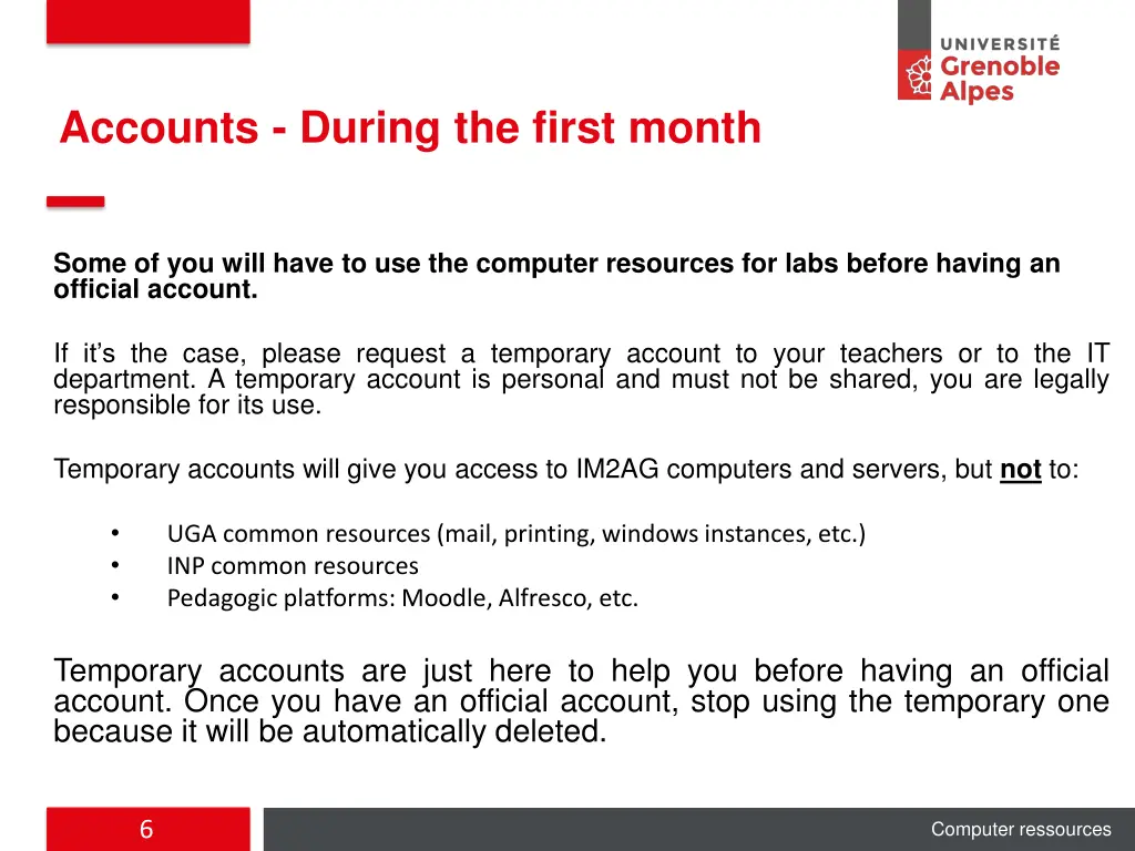 accounts during the first month