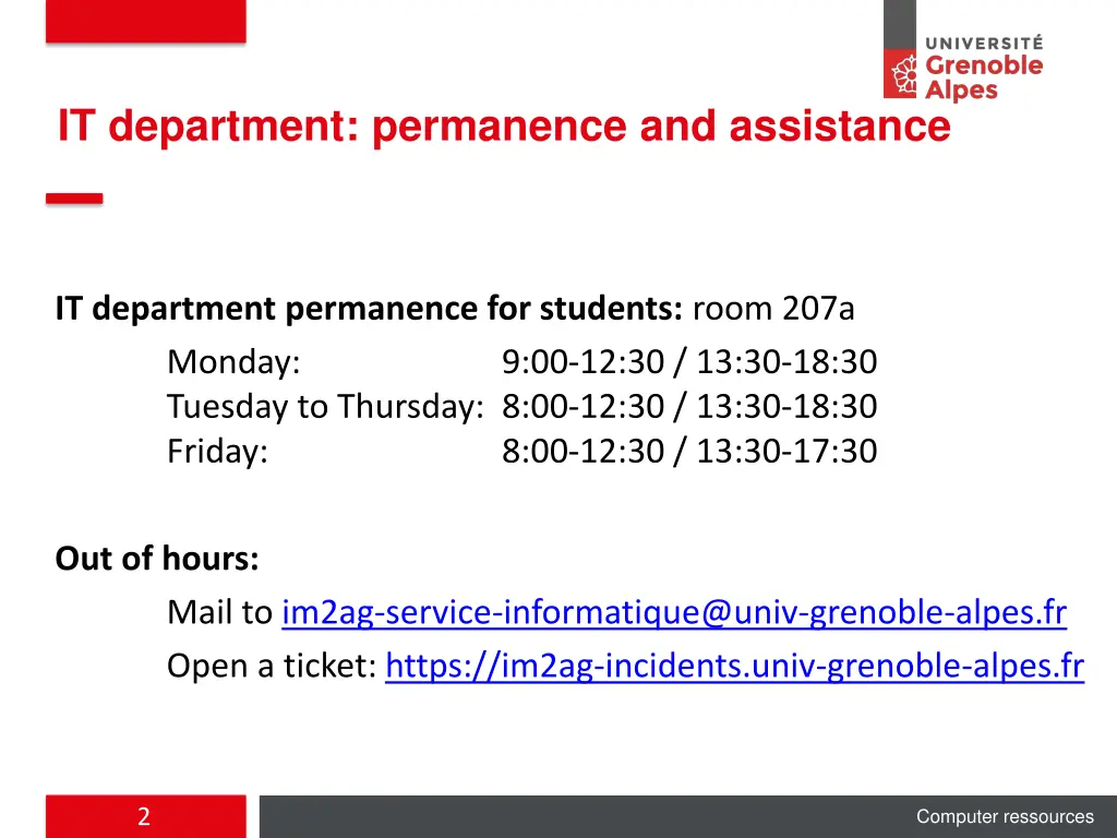 it department permanence and assistance