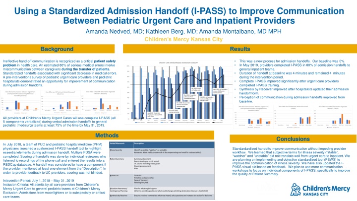 using a standardized admission handoff i pass