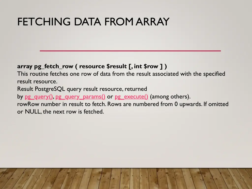 fetching data from array