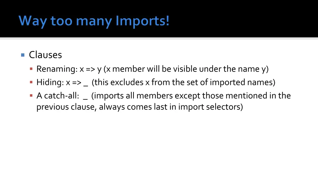 clauses renaming x y x member will be visible