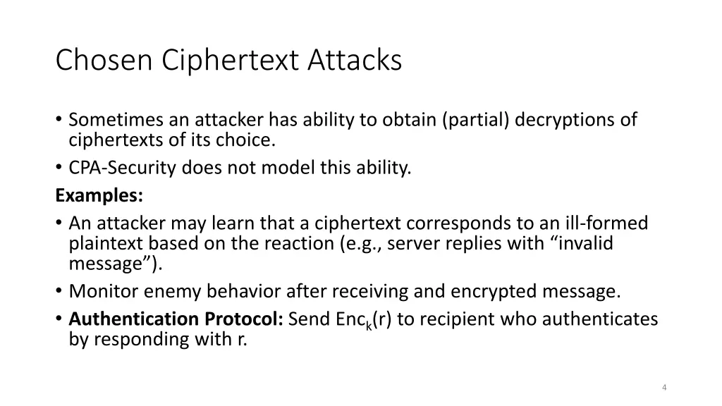 chosen ciphertext attacks