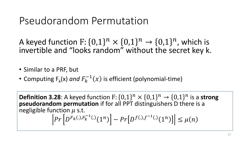 pseudorandom permutation