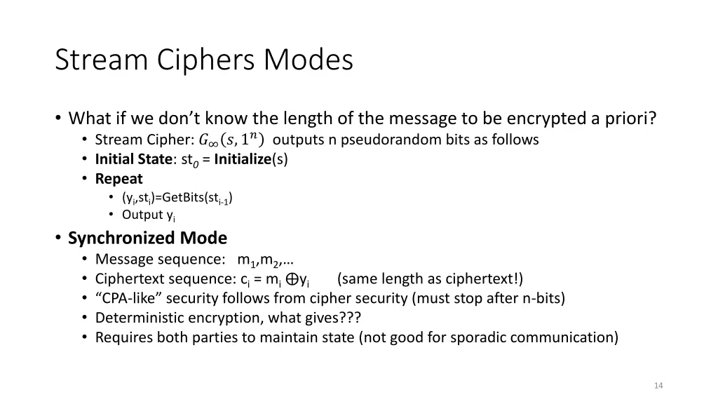 stream ciphers modes