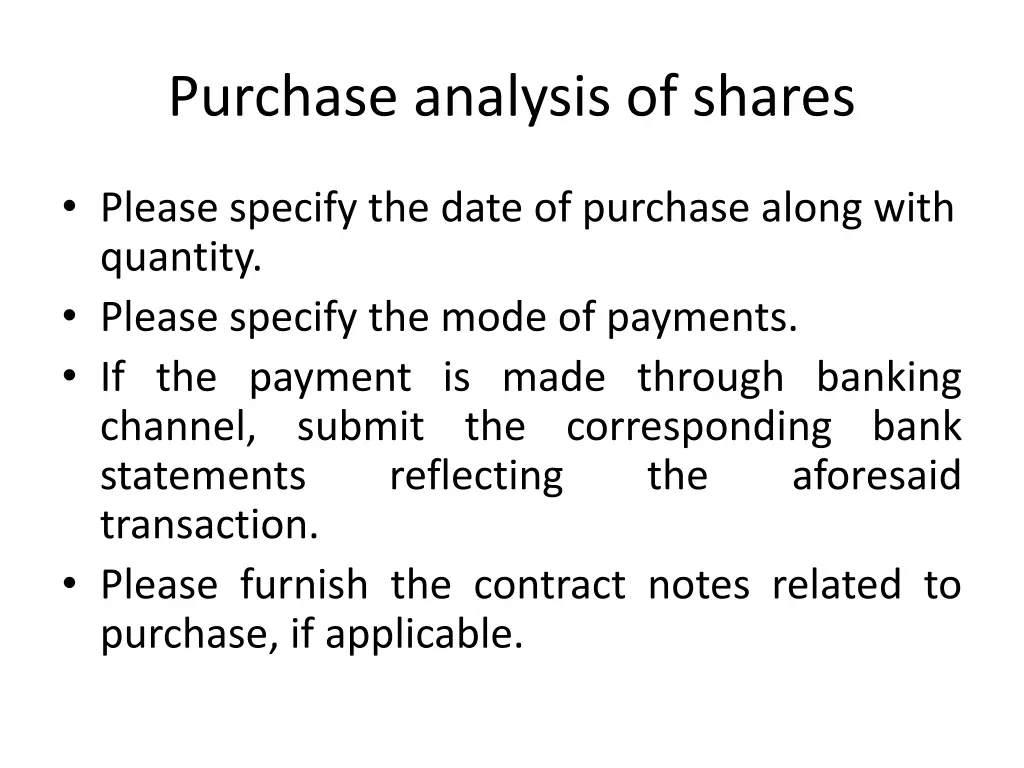 purchase analysis of shares 1