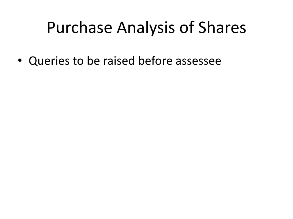purchase analysis of shares