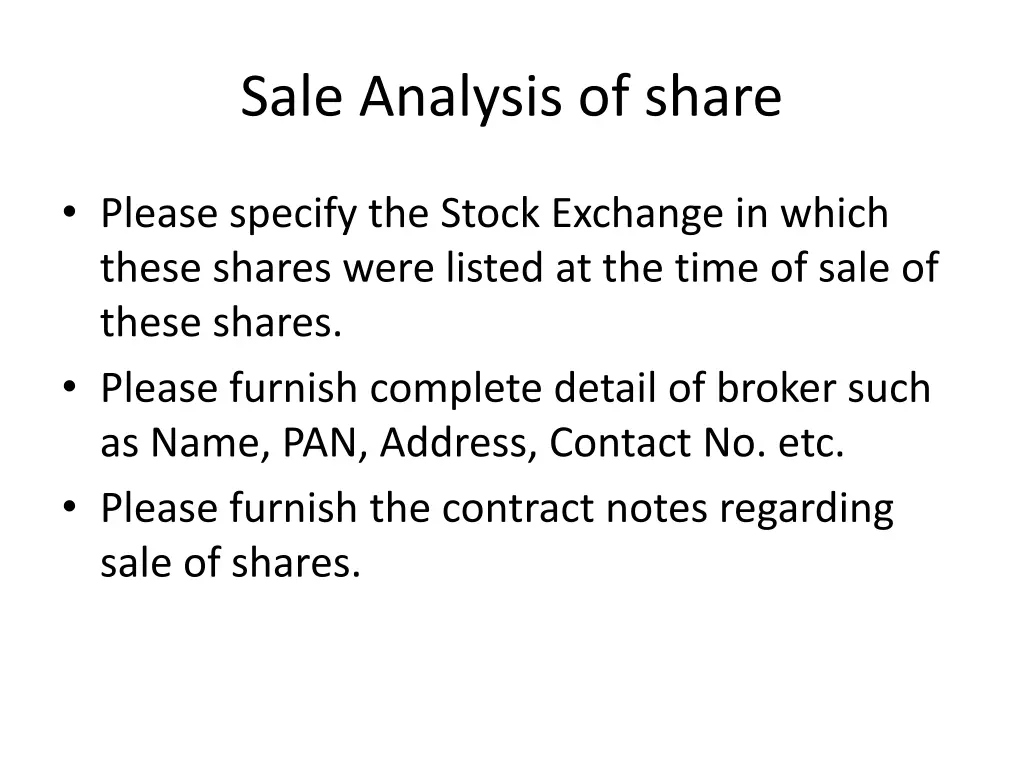 sale analysis of share