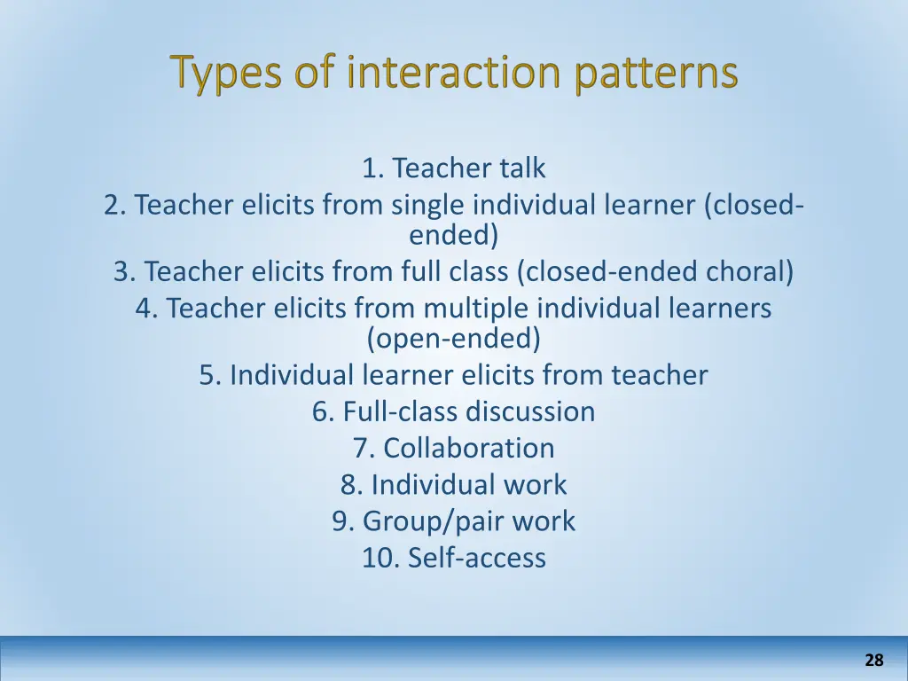 1 teacher talk