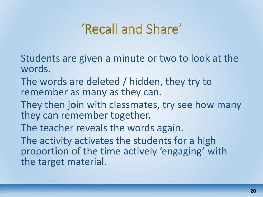 students are given a minute or two to look