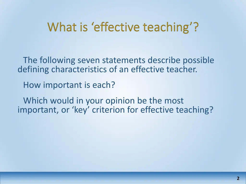 the following seven statements describe possible