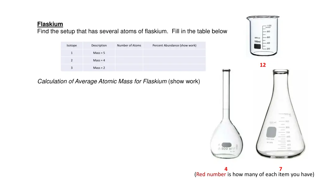 flaskium find the setup that has several atoms