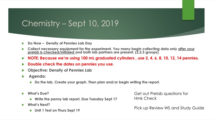 chemistry sept 10 2019