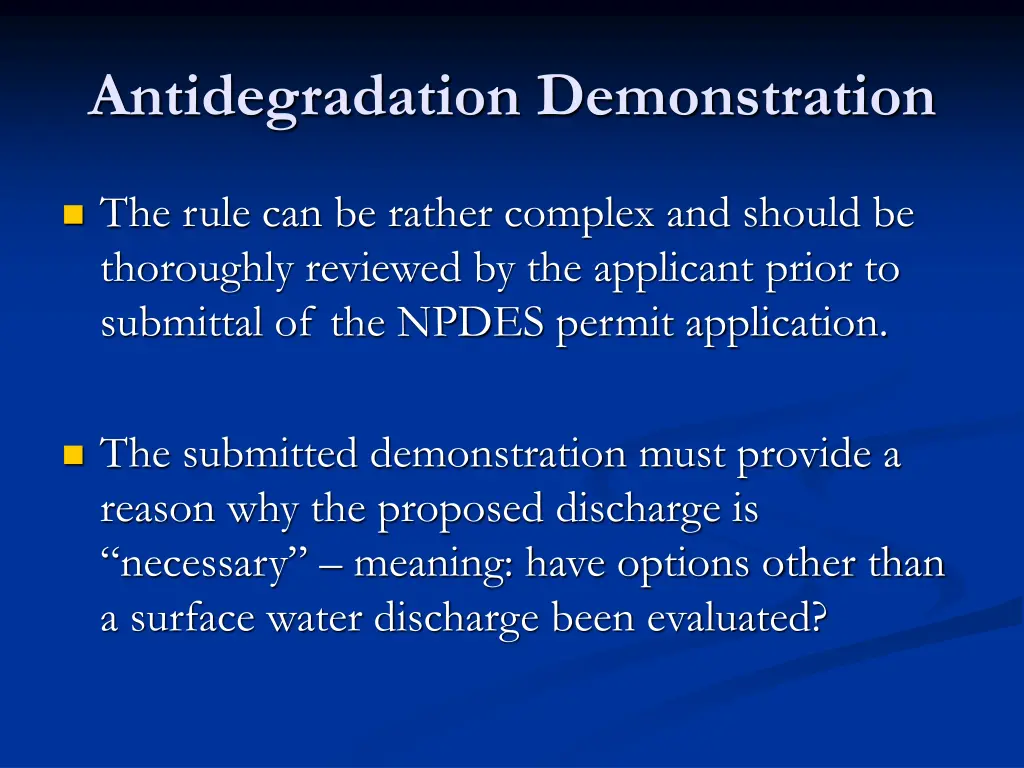 antidegradation demonstration