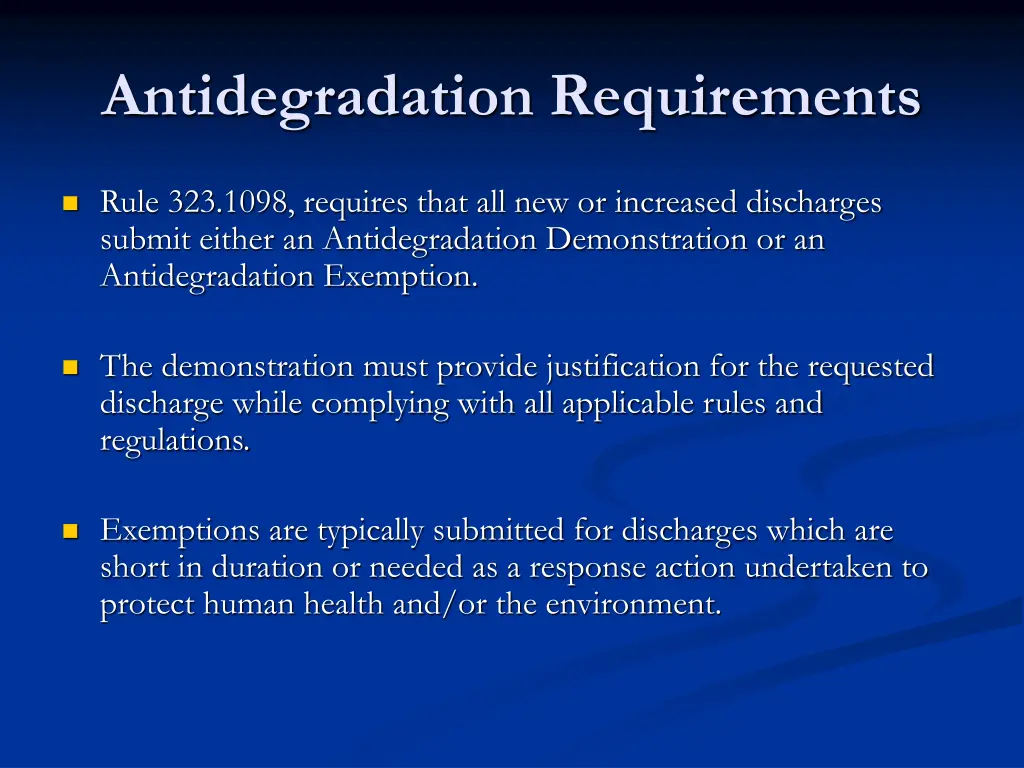 antidegradation requirements
