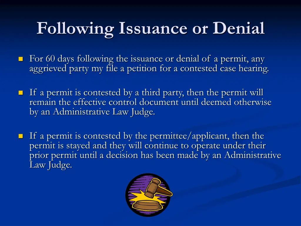 following issuance or denial