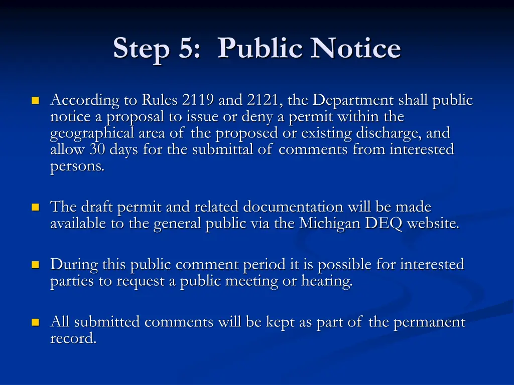 step 5 public notice