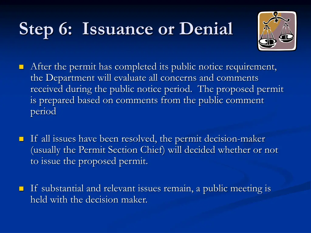 step 6 issuance or denial